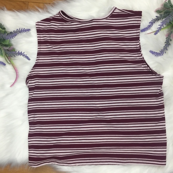 Adara Red & White Striped Twist Front Crop Top L - Picture 3 of 7